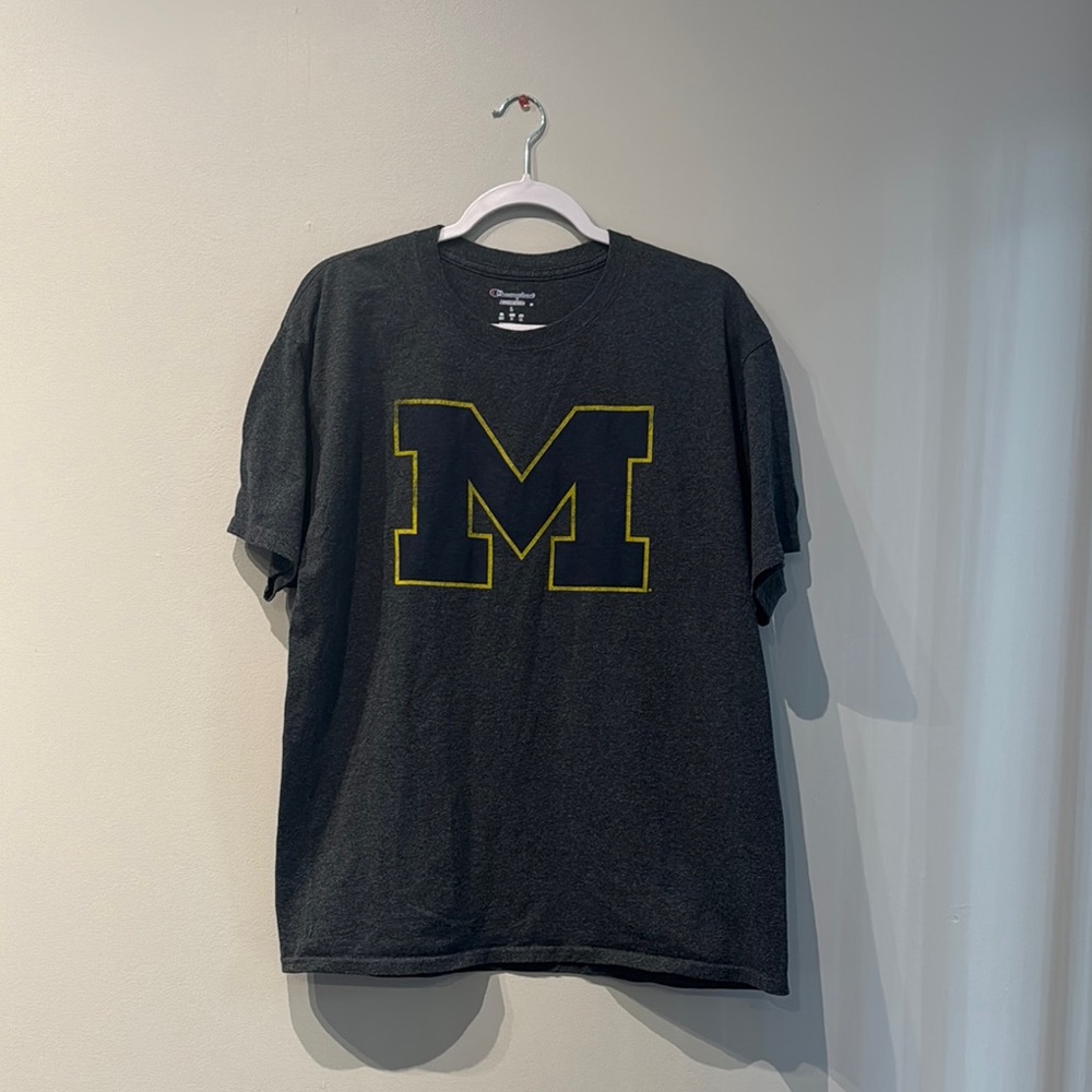 Champion Men's Gray University of Michigan T-Shirt Large
